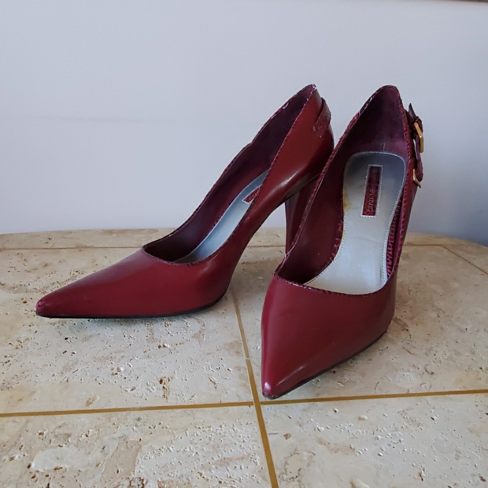 Burgundy Pointed Toe Pumps w/4in Heel